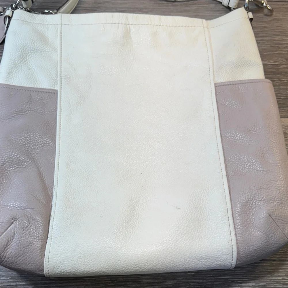 Auth COACH Park Color Block Hobo F31304 Cream Gray Leather - Handbag